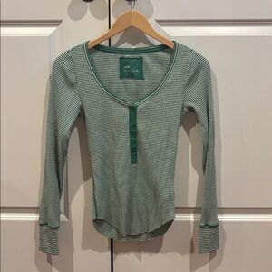 Aerie Green Stripe Long Sleeve Top